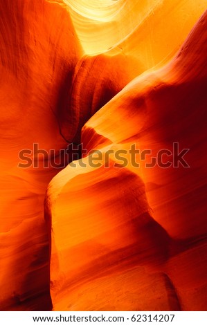 Glowing slot canyon wall in Canyon X, Page, Arizona, USA