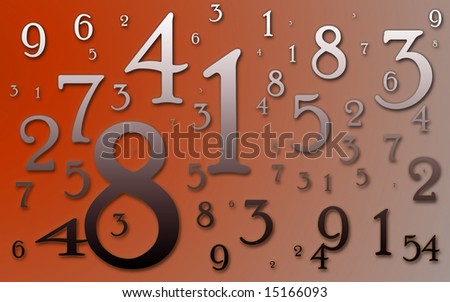 A Bunch Of Numbers Arranged Randomly Over A Red Background Stock Photo ...