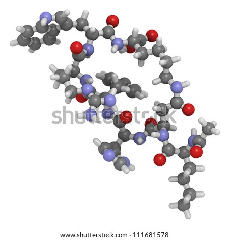 Bremelanotide drug molecule, chemical structure. Bremelanotide is a drug under development for the treatment of female sexual dysfuntion.