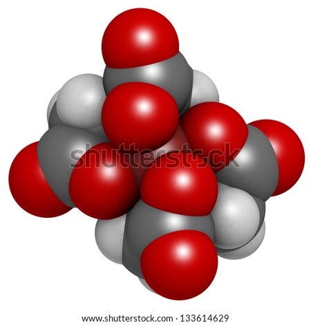 EDTA iron complex, molecular model. Atoms are represented as spheres with conventional color coding: hydrogen (white), carbon (grey), oxygen (red), nitrogen (blue), iron (brown)