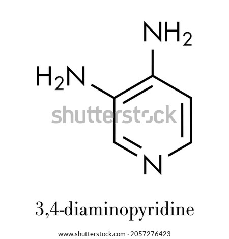 Amifampridine (3,4-diaminopyridine, 3,4-DAP) orphan drug. Used to treat rare muscle diseases. Skeletal formula.