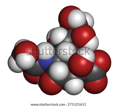 N-glycolylneuraminic acid (Neu5Gc) molecule. Sialic acid found in most mammals but missing in humans. Atoms are represented as spheres with conventional color coding: hydrogen (white), etc