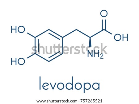 L-DOPA (levodopa) Parkinson's disease drug molecule. Skeletal formula.