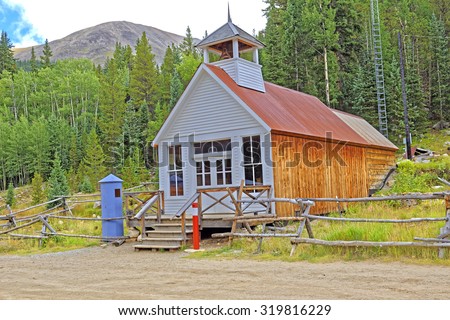 Rebuilt town hall in the ghost town of St. Elmo, Colorado