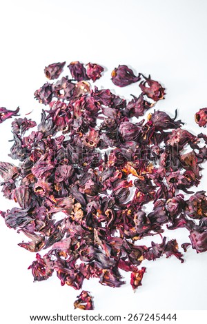 Dry hibiscus tea Isolated On White