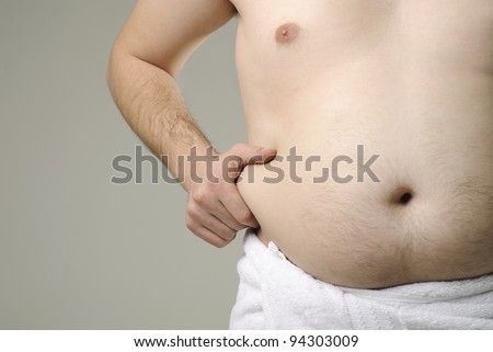 overweight  man with big belly
