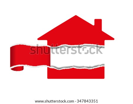 Vector image of a house, a torn middle piece with copy space