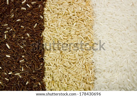Background three rice varieties