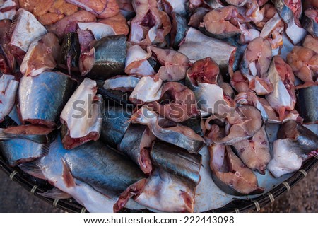 Fish cut into pieces sold in the market.