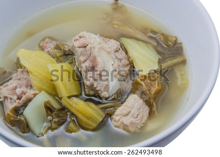 Pickled cabbage soup with pork ribs,Thai food.