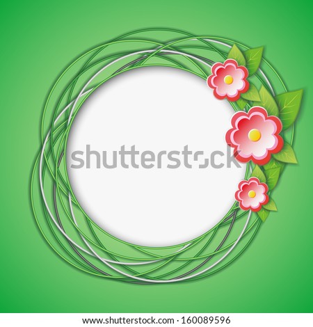 3d floral abstract creative background green with fresh green leaves and flowers. Vector modern stylish background. Floral frame. Vector illustration