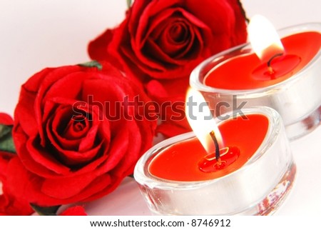 red rose and candles