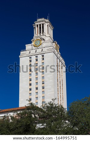 AUSTIN,TX/USA - NOVEMBER 14: Historic Main Building and Clock Tower on campus of the University of Texas, a state research university of the The University of Texas System. November 14, 2013.