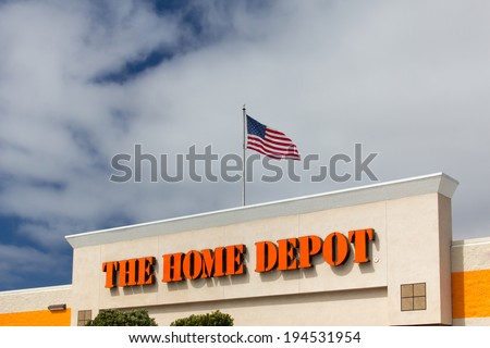 SEASIDE, CA/USA - MAY 22, 2014: The Home Depot Exterior. Home Depot is an American retailer of home improvement and construction products, supplies and services.