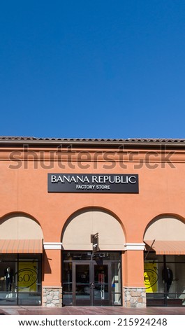 TEJON RANCH, CA/USA - SEPTEMBER 8, 2014:  Banana Republic store exterior. Banana Republic is a clothing and accessories retailer owned by American multinational corporation Gap Inc.