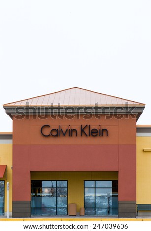ALBERTVILLE, MN/USA - JANUARY 16, 2015: Calvin Klein retail store exterior. Calvin Klein Inc. is an American fashion house founded by the fashion designer Calvin Klein.