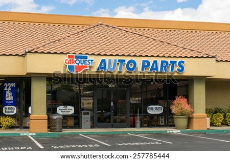 SANTA CLARITA, CA/USA - MARCH 1, 2015: Carquest Auto Parks store and sign. Carquest Auto Parts is an automotive auto parts chain headquartered in the Unied States.