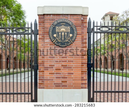 LOS ANGELES, CA/USA - FEBRUARY 7, 2015: Entrance to the University of Southern California. The University of Southern California is a private research university in Los Angeles.