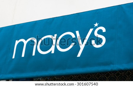 SANTA BARBARA, CA/USA - JULY 26, 2015: Macy\'s store and sign. Macy\'s is a mid-range chain of department stores owned by American multinational corporation Macy\'s, Inc.