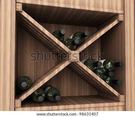 wine in wooden cabinet