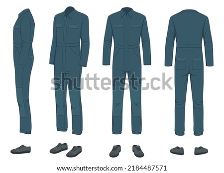 Worker Uniform Mockup Front View on white background, Uniform for a worker, mechanic, driver, loader, mechanic.