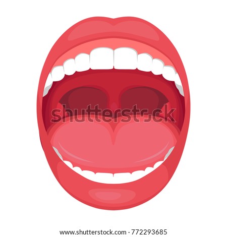 
 vector illustration of a  anatomy human open  mouth.