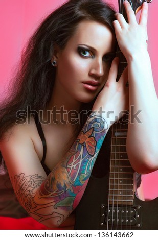 pretty young girl with tattoo. lovely woman.tattoo