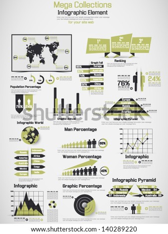 retro infographic demographic world map elements yellow ez canvas
