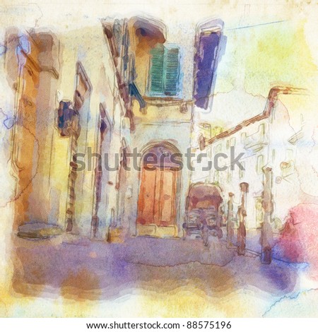 views of Florence made in artistic watercolor style.