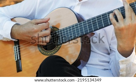 Similar – Image, Stock Photo Guitarist playing outdoors