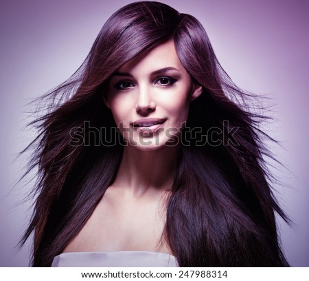 Fashion model with long straight hair. Fashion model posing at studio. Concept image is in tinting colorize style
