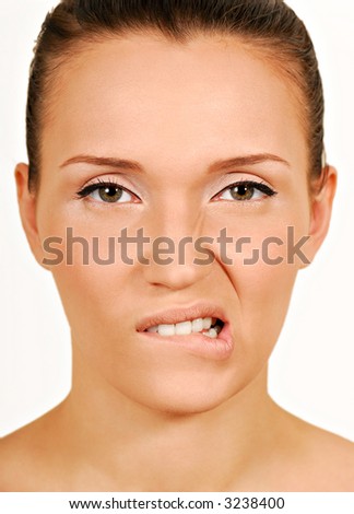 Woman Portrait. Gesturing - Vulgar, Arrogant, Impudent. Stock Photo ...