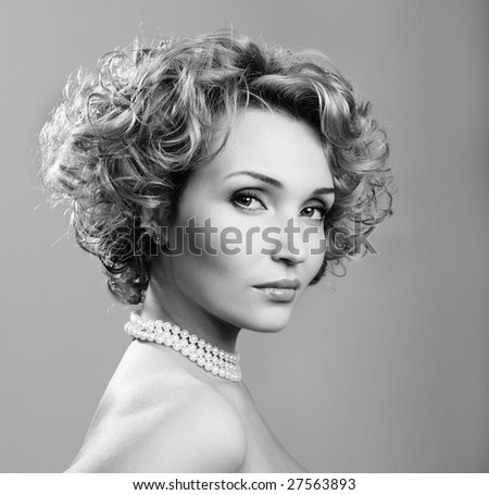 Black and white image of beautiful young woman