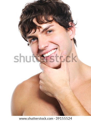 Pleasant Face Of A Happy Young Man With Health Clean Skin Stock Photo ...