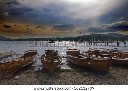 Lakeside boats ahead of a storm