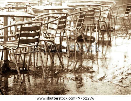 Sidewalk Cafe in the Rain