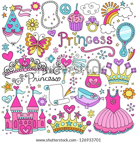 Princess Ballerina Tiara Groovy Fairy Tale Notebook Doodles Set With ...