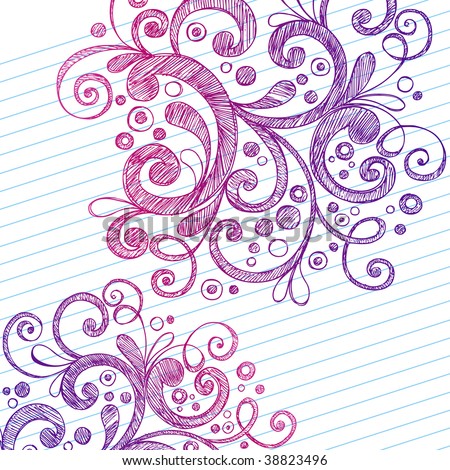 Hand-Drawn Abstract Sketchy Swirly Doodles On Lined Notebook Paper ...