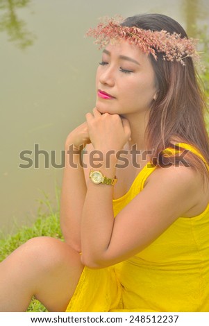 portrait of Vietnamese girl in Park