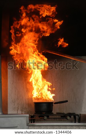 kitchen pot on fire