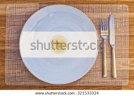 Dinner plate with the flag of Argentina on it for your international food and drink concepts.