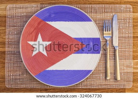 Dinner plate with the flag of Cuba on it for your international food and drink concepts.