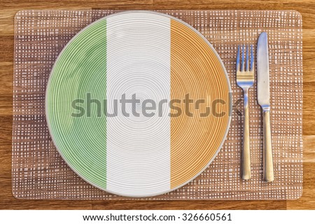 Dinner plate with the flag of Ireland on it for your international food and drink concepts.