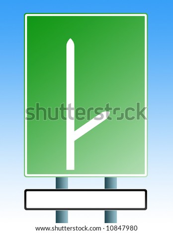 road sign with arrows depicting the roads to destinations of your choice with blank exit sign below