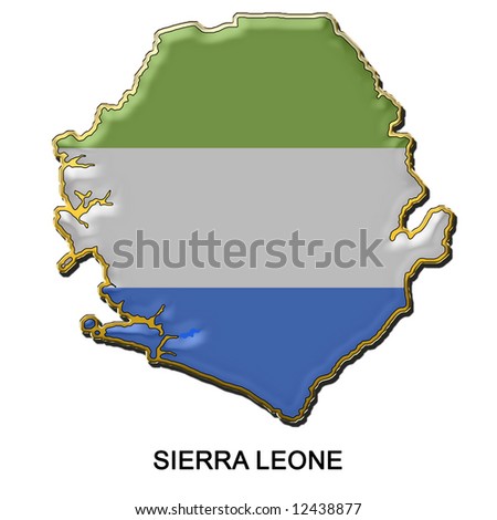 Map Shaped Flag Of Sierra Leone In The Style Of A Metal Pin Badge Stock ...