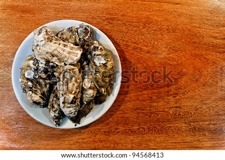Fresh oysters plate top view a great image for your job.