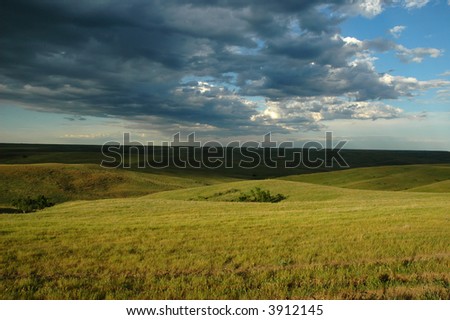 A scenic landscape view from the high plains of South Dakota.