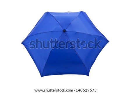 Studio shot of top blue umbrella isolated on white