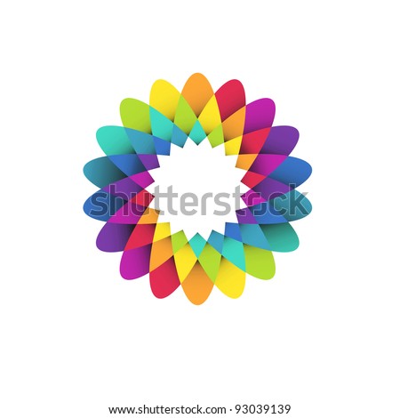 vector illustration of abstract geometric rainbow flower logo