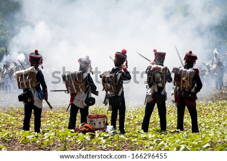 Re-enactment of the battle of Vitoria between British, Portuguese and Spanish army under General Wellington and the French army in 1813 on JUNE 22, 2013 in Vitoria, Spain.